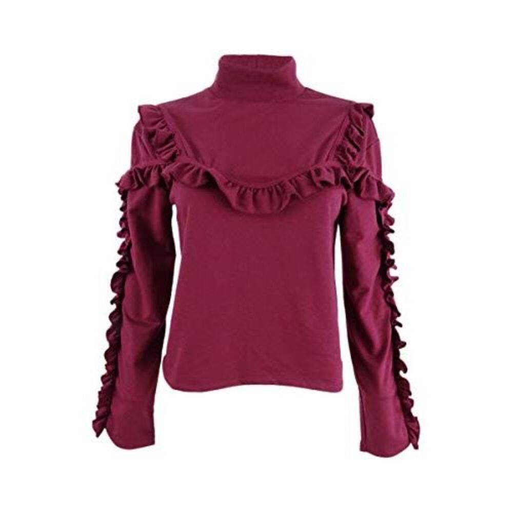 Buffalo David Bitton Ripley Ruffled Mock Neck Top - Picture 2 of 3